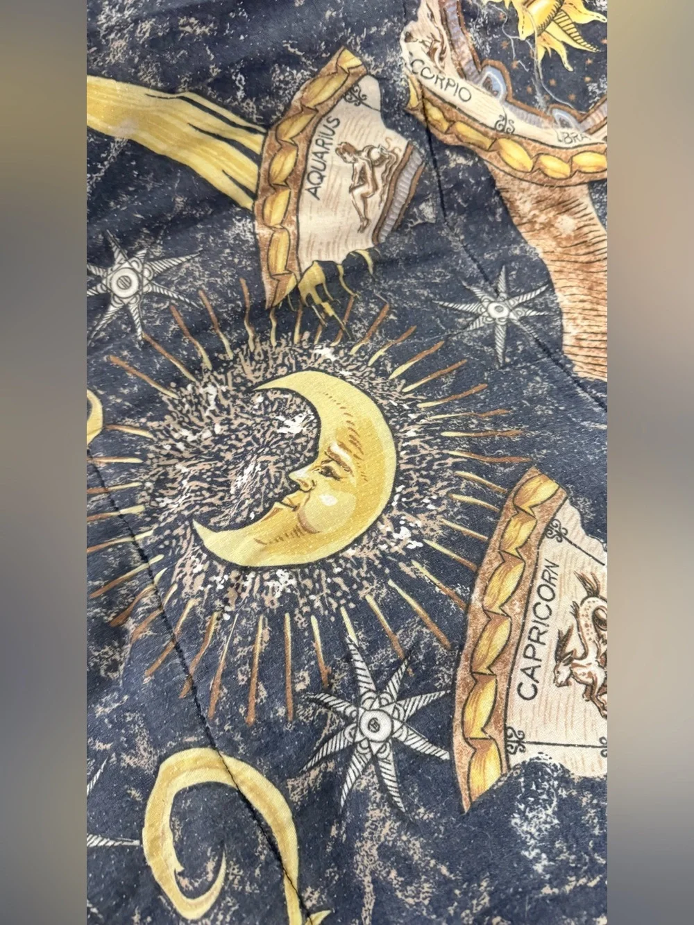 Y2K Vintage 90s Celestial Sun & Moon Navy Comforter Set